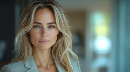 A seasoned Caucasian woman in the role of chief executive officer, managing a major corporation as its leader.