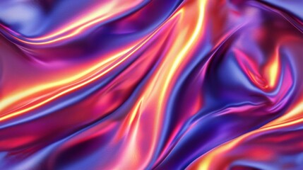 Fototapeta premium A vibrant, swirling fabric with rich purple and orange hues, showcasing a luxurious silk-like texture.