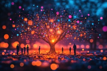 Obraz premium An image of business icon concept as show symbolizing growth in financial health or sustainability. People are working together, 