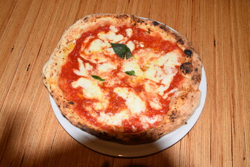 Oven Neapolitan pizza with salami and cheese