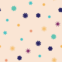 Abstract Seamless Pattern. A mix of geometric shapes, stars and circles for modern design