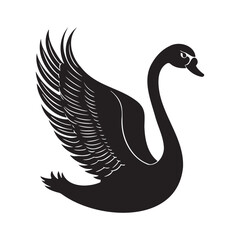 Obraz premium Swan wings open silhouette vector illustration