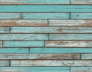 Obraz premium Rustic Weathered Teal Blue and Brown Wood Plank Texture Background, Seamless Pattern