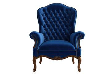 Velvet prosperity idea. Elegant blue velvet armchair with tufted design, perfect for luxury interiors.