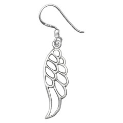 Elegant silver earring shaped like a wing. Perfect for showcasing unique jewelry with an angelic or celestial touch. High-quality mockup for fashion, handmade designs, or e-commerce use