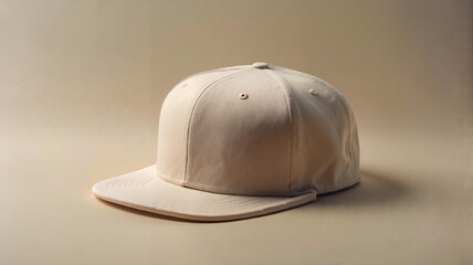 Fototapeta premium Beige cap on neutral beige background