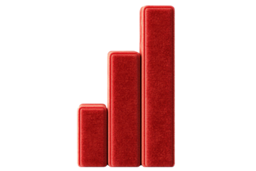 Velvet prosperity idea. Red bars represent growth and progress in a business or financial context.