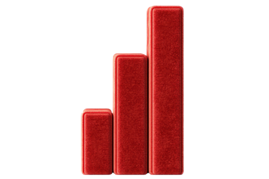 Velvet prosperity idea. Red bars represent growth and progress in a business or financial context.