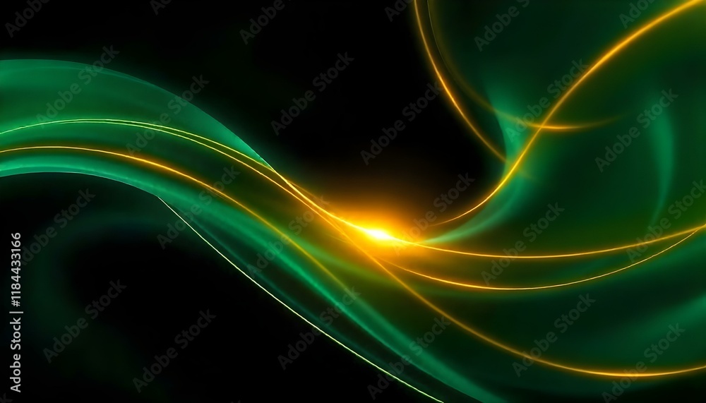 Aufkleber a vibrant green abstract background design with elegant golden elements. green abstract digital wave