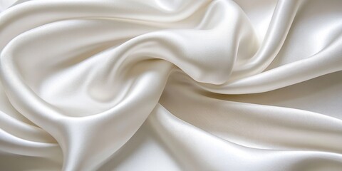 Obraz premium Luxurious satin fabric featuring a white silk texture creates an abstract background, showcasing the elegance of silk texture with a soft focus ideal for various creative projects.
