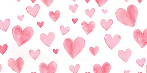 Watercolor Pink Hearts Pattern Romantic Love Background Valentine s Day Design
