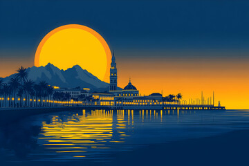 Sunset Cityscape Illustration