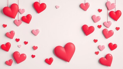 Romantic background with hearts.