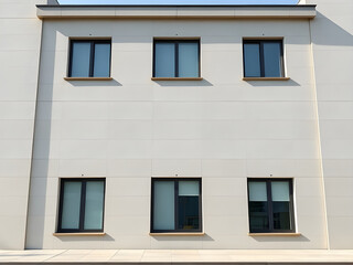 Modern Minimalist Building Exterior with White Facade and Windows