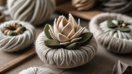 Cozy Wool and Felt Flower Arrangement for Home Decor