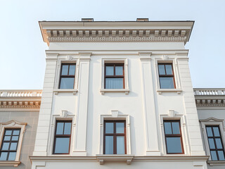 Obraz premium Modern Minimalist Building Exterior with White Facade and Windows