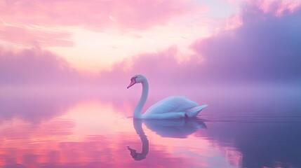 Serene Swan at Dawn's Pastel Hues