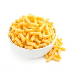 Delicious Dry Pasta Maccheroni in White Bowl Close Up Food Photography