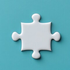 Obraz premium Single White Puzzle Piece Fitting Perfectly Into a Blue Background