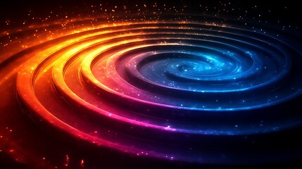 Obraz premium vibrant abstract image with concentric circles of red, orange, and blue, creating a mesmerizing pattern against a dark background