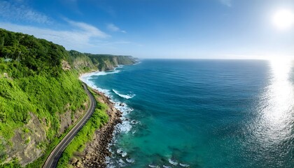 Scenic Coastal Highway Ocean View Tropical Landscape