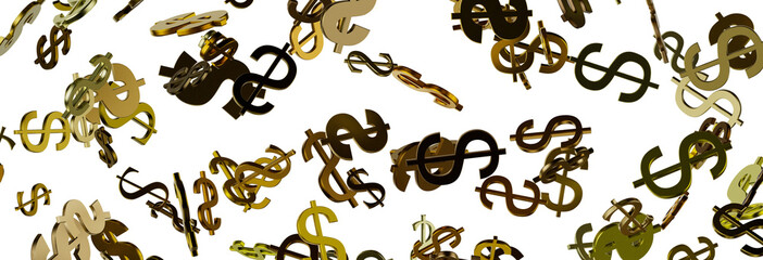 US Dollar sign symbols 3d close up