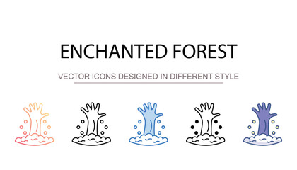 Enchanted Forest icon design with white background stock illustration