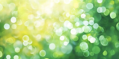 Obraz premium Abstract summer background featuring a blend of green, yellow, and white hues, enhanced by bokeh effects for a captivating visual experience. Perfect for depicting an abstract summer ambiance.