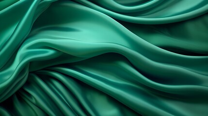 Obraz premium Smooth silk surface background in luxurious emerald green with flowing texture details