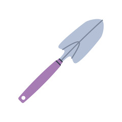 Small hoe or shovel. Gardening tool. Flat graphic element for spring and summer designs.