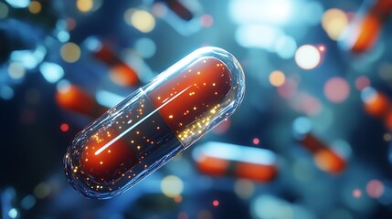 Glowing Capsule: A Futuristic Pharmaceutical Visualization