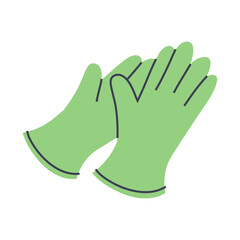 Rubber work gloves. Garden clothes. Flat graphic element for spring and summer designs.