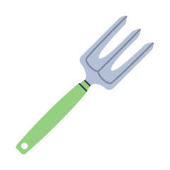 Hand cultivator. Gardening tool. Flat graphic element for spring and summer designs.