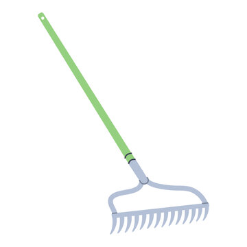 green handled rake isolated white background clip art preview