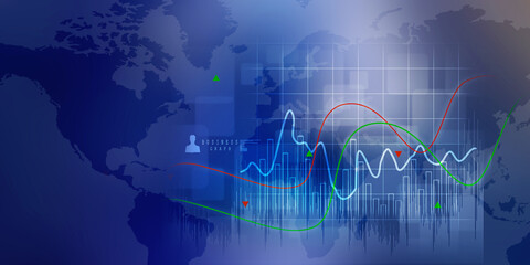 2d illustration Stock market online business concept. business Graph 
