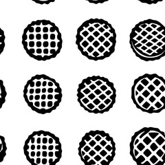 Collection of Pecan pie icons, Pecan pie illustration art, seamless pattern