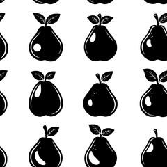Collection of Pear icons, Pear illustration art, seamless pattern