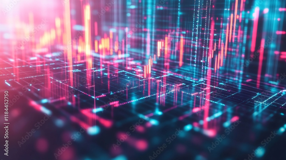 Poster dynamic data visualization digital space abstract art virtual environment close-up view technology a