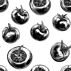Collection of Roasted tomatoes digital art, Roasted tomatoes vector graphic, repetitive pattern