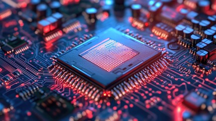 Obraz premium Quantum-powered healthcare system, with quantum processors optimizing medical research and clinical trials