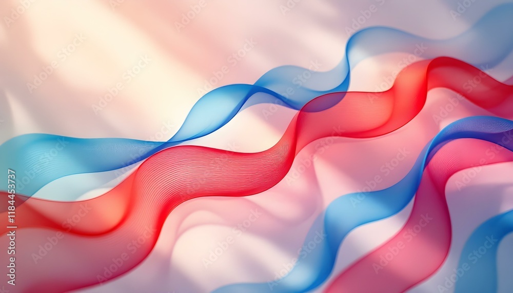 Fototapete abstract background with smooth blue and red wavy lines motion flowing over each other. abstract col