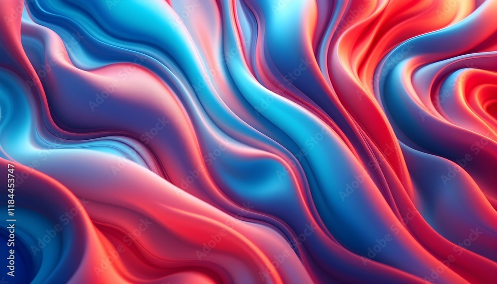Fototapete abstract background with smooth blue and red wavy lines motion flowing over each other. abstract col