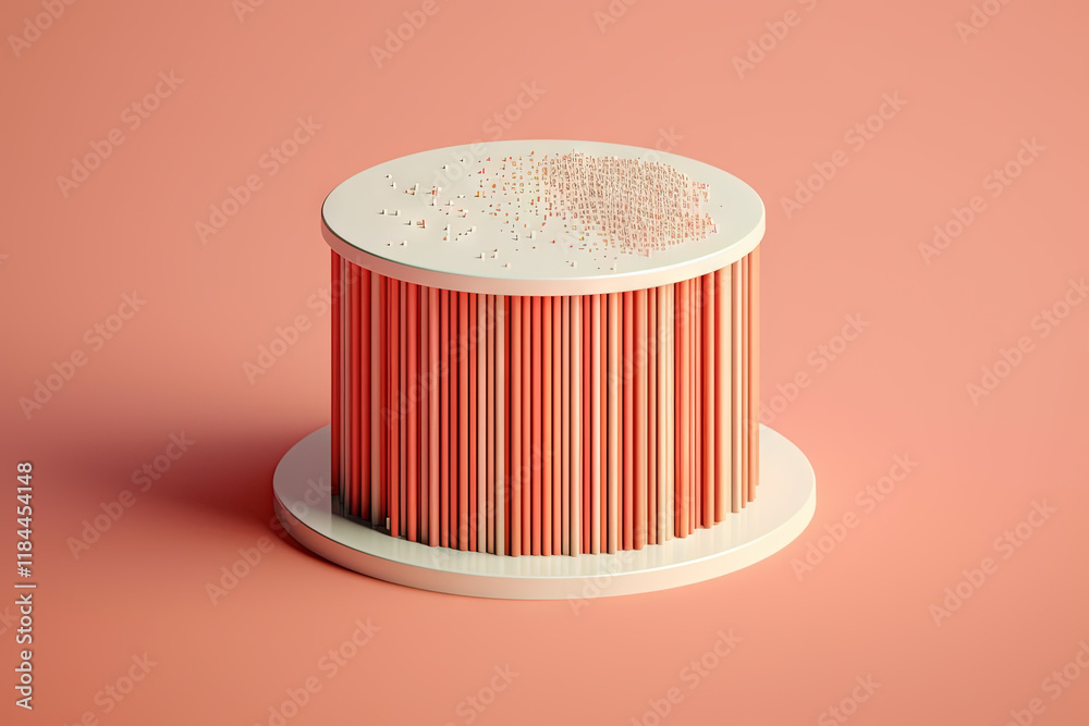 Poster 3D business graph with organized bars and information blocks. Abstract infographic element. Business growth and development to success concepts