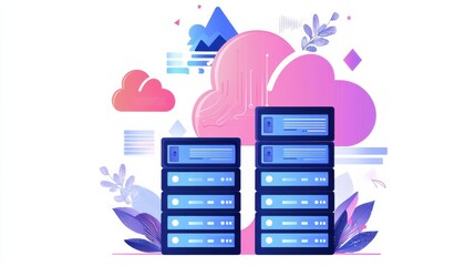 Naklejka premium Cloud Data Infrastructure Technology Digital Data Computing and Communication Systems