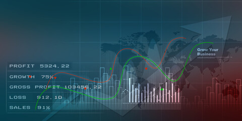 2d illustration Stock market online business concept. business Graph 
