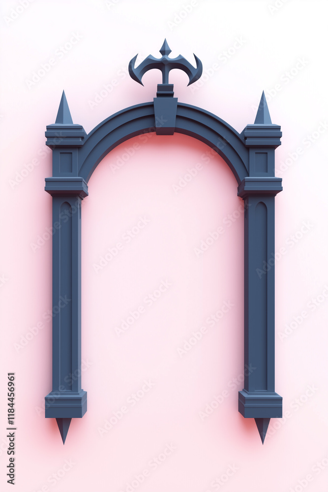 Poster Minimalistic low-poly 3D frame with geometric design and pastel colors on a clean background