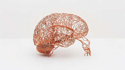 Aging human brain model with subtle cracks and fading colors, symbolizing cognitive decline and mental health. Concept of aging, neuroscience, and mental wellness.