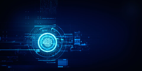 2d Illustration Fingerprint Scanning Technology Concept 
