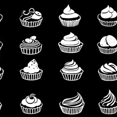 Mini tarts tiled design, Mini tarts repeating background illustration
