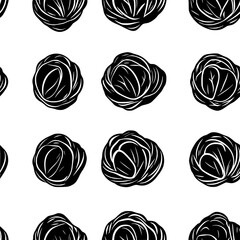Collection of Roasted brussels sprouts continuous icon pattern, Roasted brussels sprouts vectorized artwork